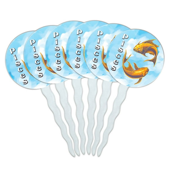 Pisces Zodiac Cupcake Picks Toppers - Set of 6