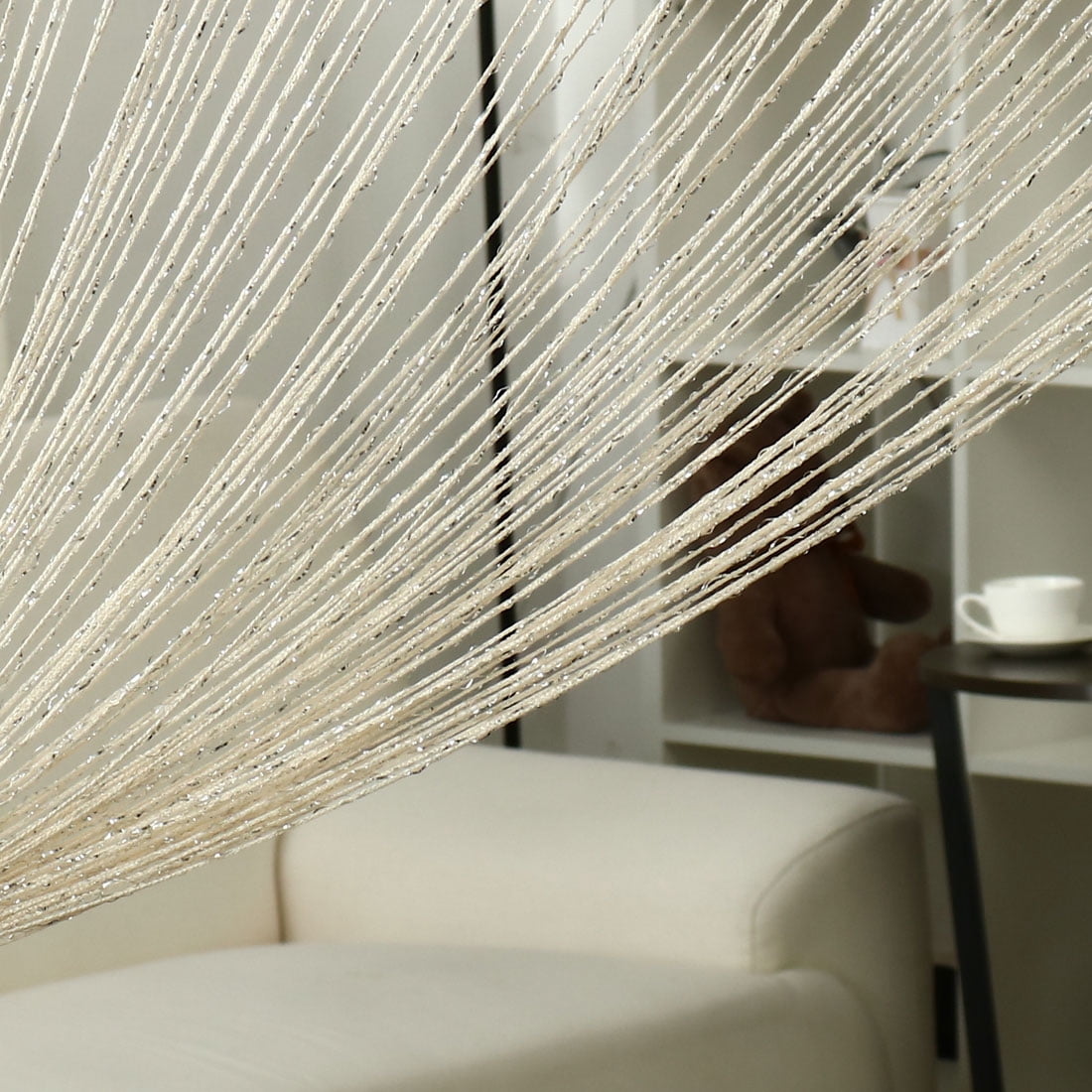 Unique Bargains Thread Strip Curtain Fringe Panel 39" x 79" White