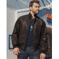 thumbnail image 4 of FLAVOR Men's Real Leather Bomber Casual Jacket (Large, Dark Brown), 4 of 6