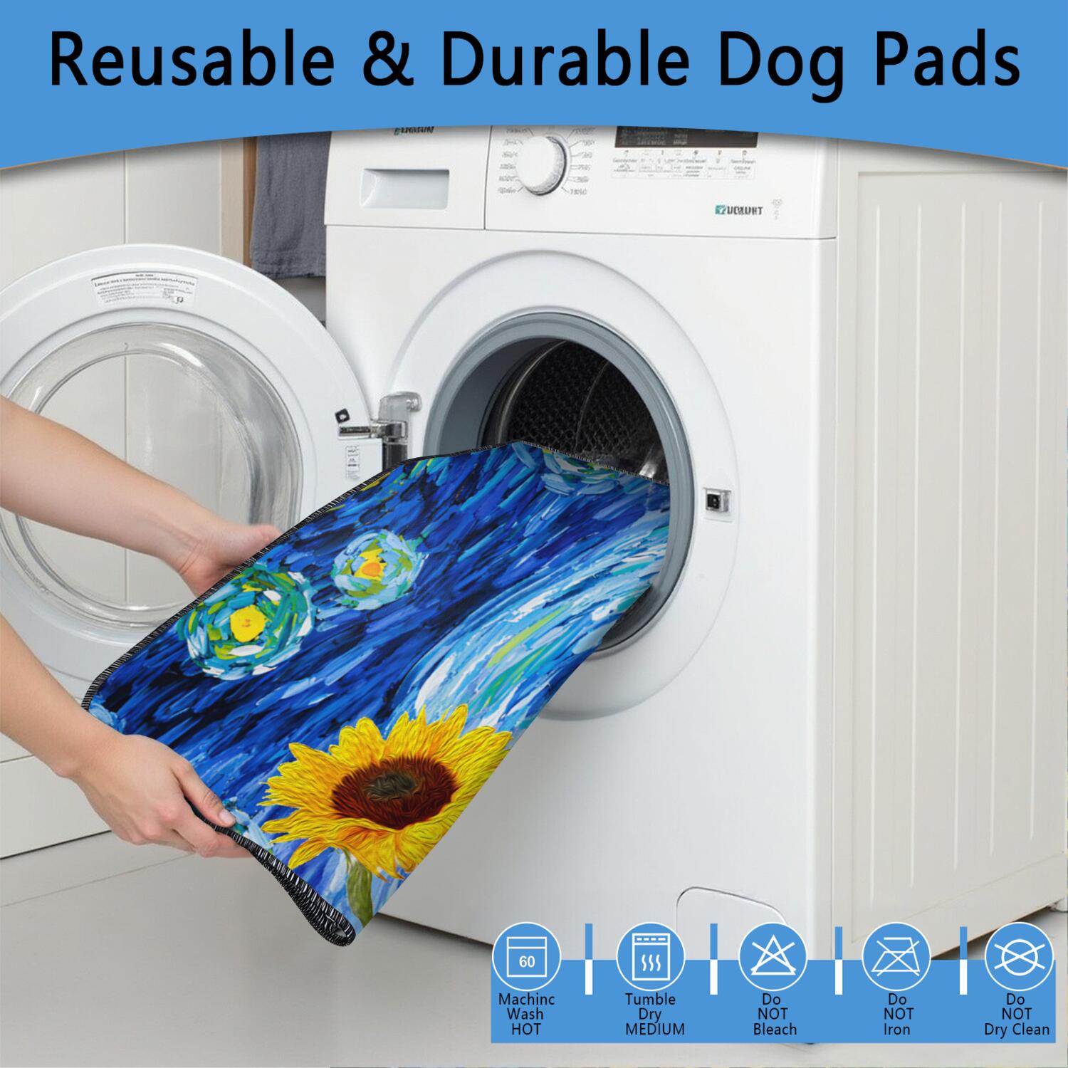 Extra Large Floral Design Washable Dog Pads 2-Count, 48x48 Inch Reusable House Training Mats, Highly Absorbent Puppy Potty Pad for Large Indoor Areas
