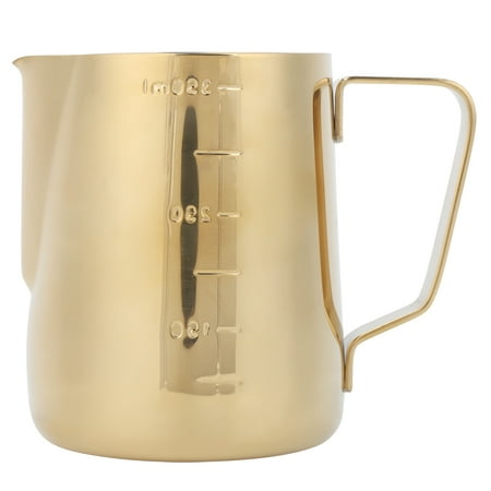 

Stainless Steel Durable Frothing Cup Milk Jug For Making Latte Coffee Art With Measurement Gold 350ML