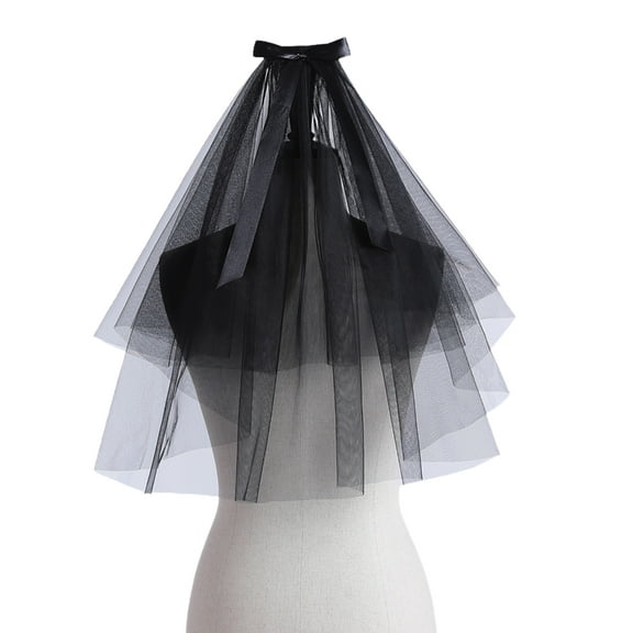 COMEET party veil, Halloween Black Veil Headpiece Soft Tulle Veil Breathable NonFade Unisex Accessory Haripiece for Costume Parties