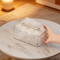 thumbnail image 6 of Spring Loaded Tissue Box, Elegant Spring Loaded Desktop Tissue Box, Modern Paper Towel Holder, Decorative Storage Case for Home Living Room Coffee Table Daily Use, 6 of 6