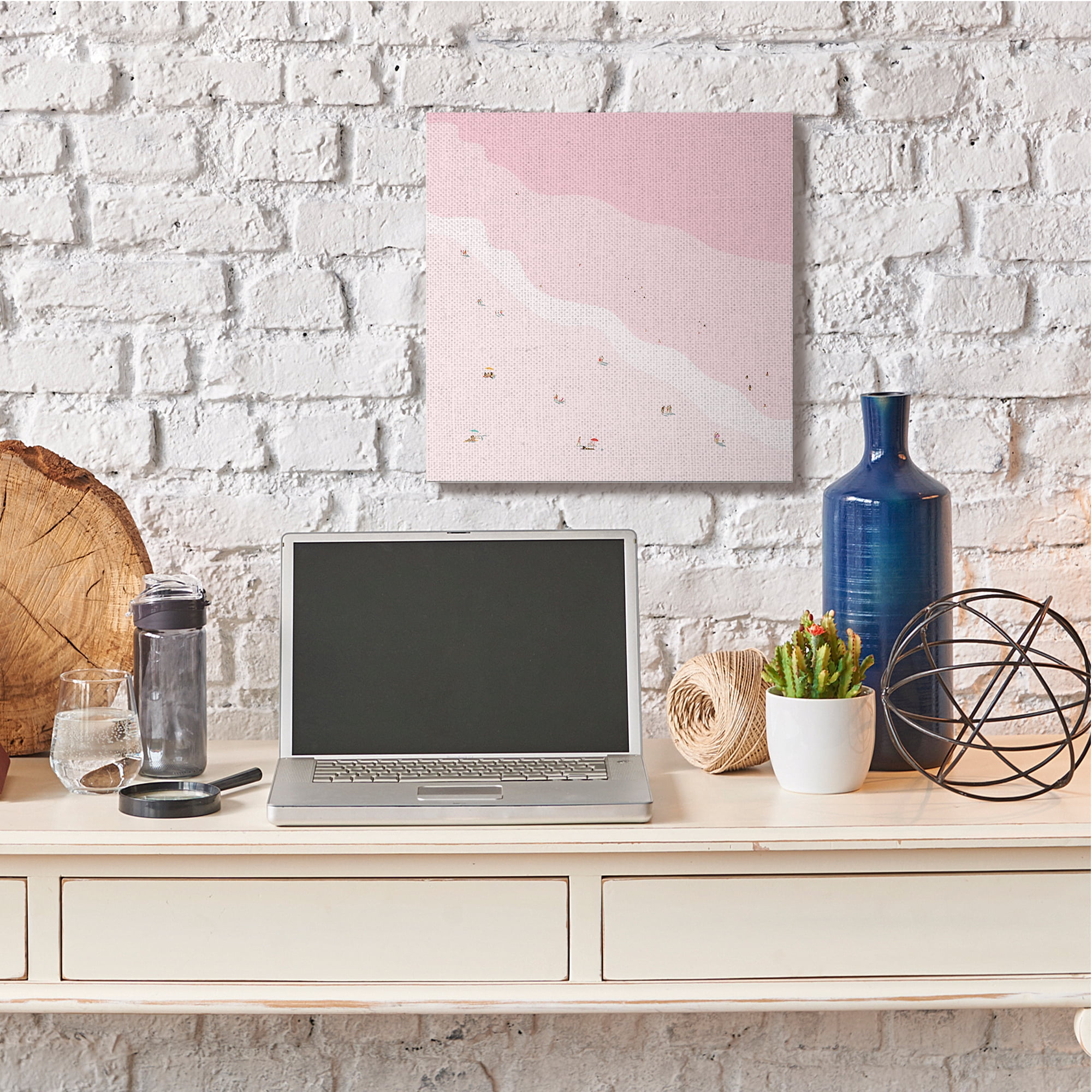 Stupell Industries Pink Beach Wave Coast Line Nautical Glam Canvas Wall Art, 24 x 24, Design by Victoria Kukla