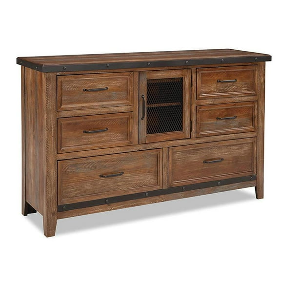 Intercon Furniture Taos Bedroom 6-Drawer 1-Door Wood Dresser in Brown
