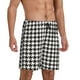 thumbnail image 2 of Balery Houndstooth Black And White Pantalones cortos de pijama de punto de algodón para hombre con cinturilla y bolsillos-Medium, 2 of 6