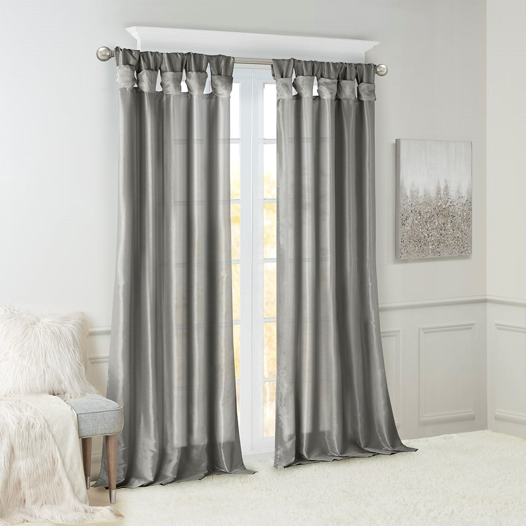 Twist Tab Lined Window Curtain Panel Charcoal 50"x108"
