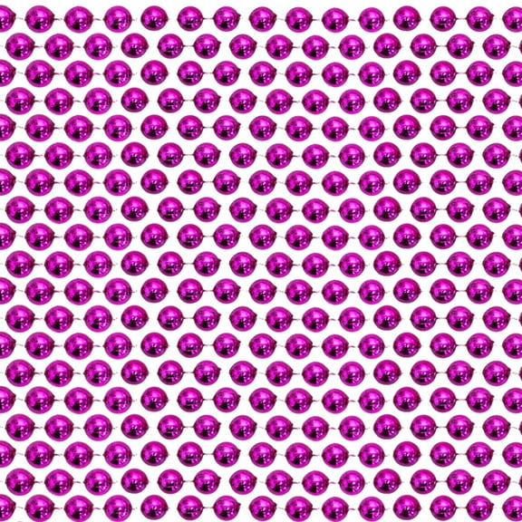 72" 12mm Round Metallic Hot Pink Mardi Gras Beads