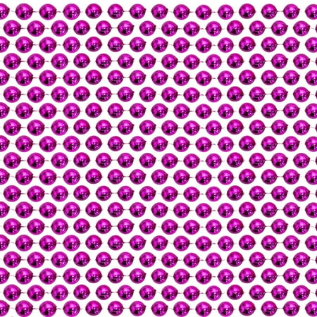 72" 12mm Round Metallic Hot Pink Mardi Gras Beads