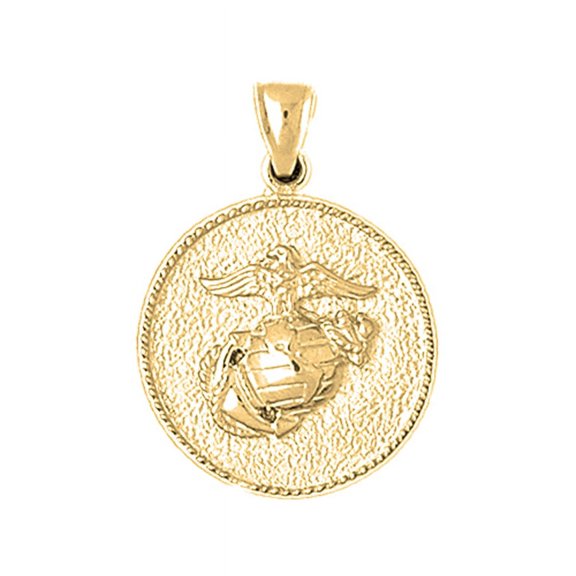 18K Yellow Gold Marine Corps Logo Pendant - 34 mm