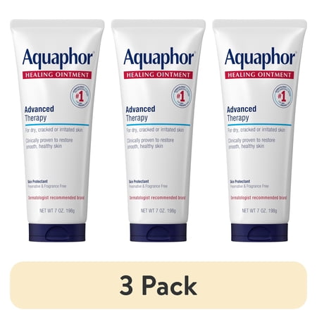 (3 pack) Aquaphor Healing Ointment Skin Protectant for Dry, Cracked, Irritated Skin, Fragrance Free, 7 oz