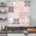 thumbnail image 5 of Boho Spring Floral Sheer Curtains 45 Inches Long, Vintage Flowers Patchwork Plaid Pink Light Filering Curtains, Breathable Simi Curtain Privacy Drapes for Kitchen Bathroom Small Window Treatment, 5 of 9