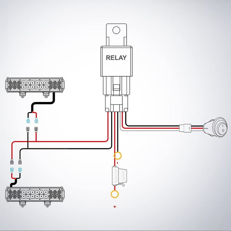 LED Light Bar Relay Wiring Harness w/LED Indicator Light Switch, Remote  Control