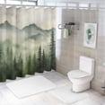 thumbnail image 6 of COMIO Forest Watercolor Painting of Nature Landscape Forest Tree Mountains Pine Trees Shower Curtain White, 6 of 6