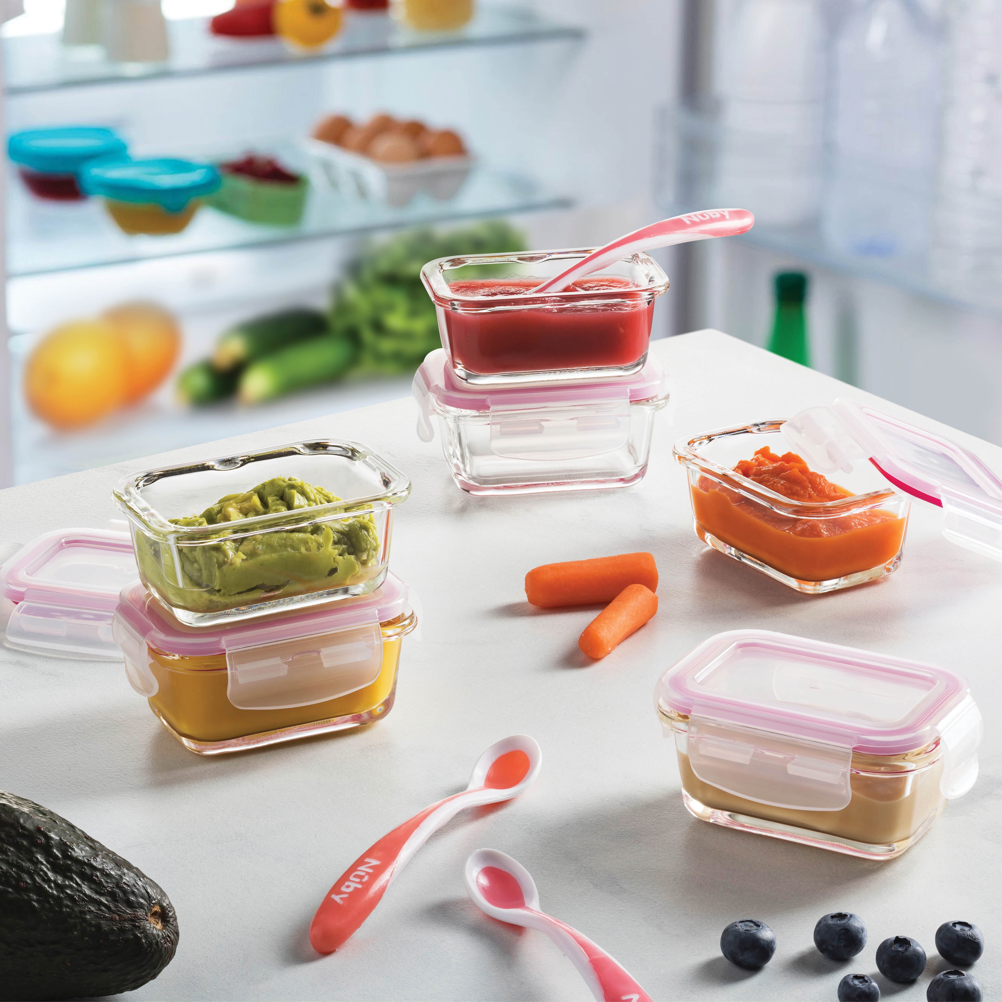 Superior Glass Baby Food Storage Containers - 6 Pack - 4.4 Oz Containers with Airtight BPA-Free Locking Lids - Baby Food containers - Microwave & Dishwasher Safe - Small Containers for Snacks Dips etc