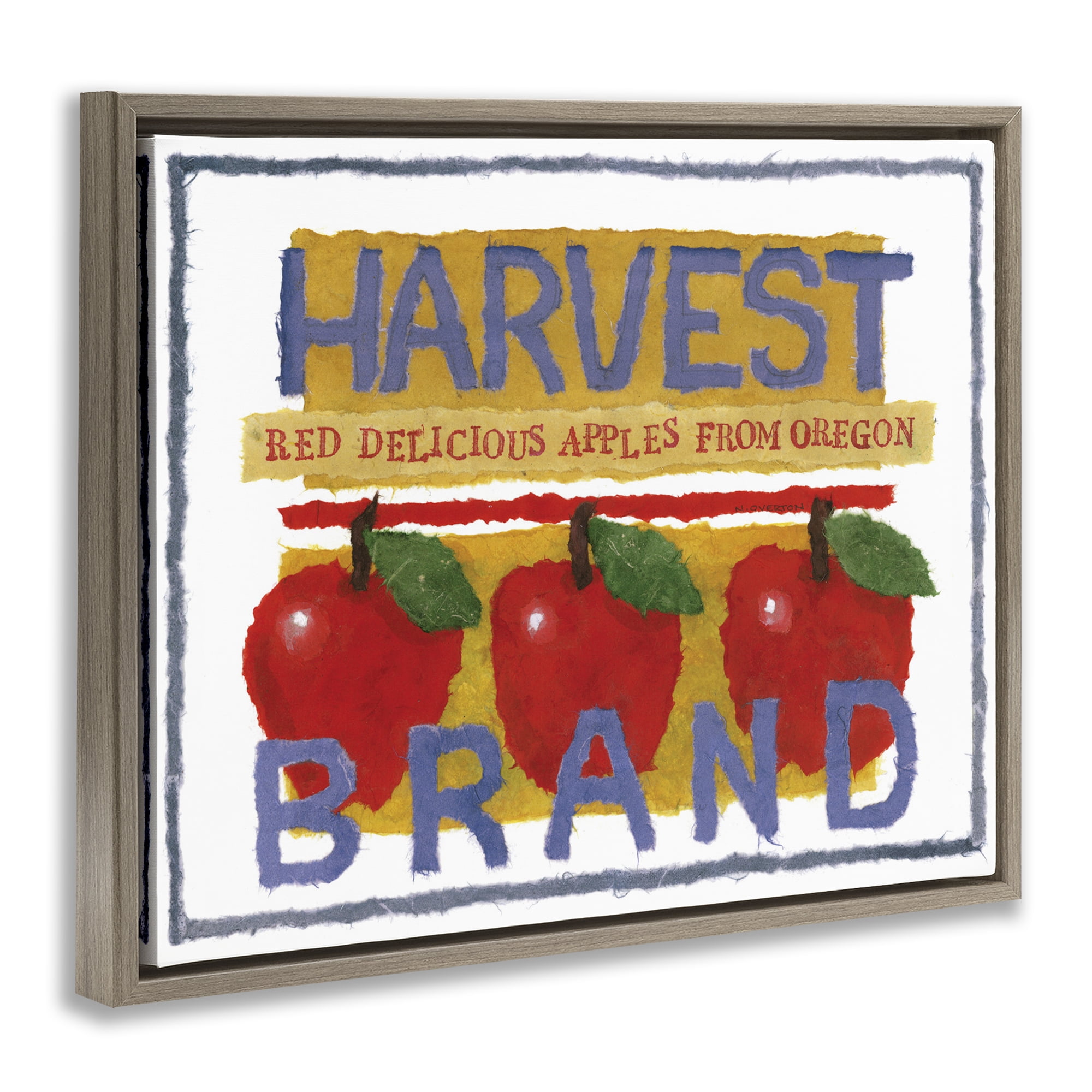 Stupell Industries Oregon Harvest Apples Food & Beverage Painting Brown Floater Framed Art Print Wall Art, 31 x 25