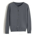 thumbnail image 4 of Women's Classic Crew Neck Button - Collar Cardigan Sweater - Polyester, Loose Fit, Suitable for Autumn and Winter, Machine Washable, 4 of 4