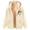 thumbnail image 5 of Cnbwig Women's Graphic Hoodies Solid Color Zip Up Hoodie Letter Print Winter Jacket with Pocket Thick Warm for Outdoor Sports Streetwear Trendy Hoodies Fall Coat Beige XL, 5 of 5