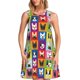 thumbnail image 1 of Easygdp Colorful Bulldog para Vestido Transpirable de Mujer, Vestido Suelto de Manga Corta con Pliegues y Bolsillos para el Verano, 1 of 7