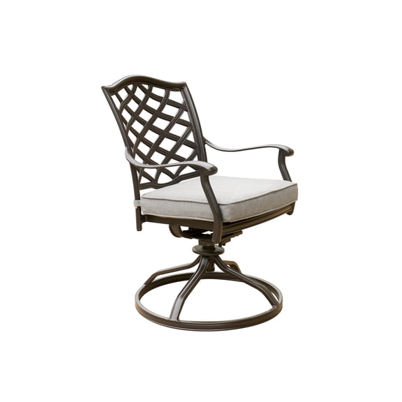 iPatio Outdoor Garden Patio Aluminum Dining Swivel Rocker Chair With Cushion, Set of 2, Cast Slate Sunbrella