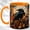 Orange, variant on Full Moon Raven Coffee Mug, Autumn Bird Mug, Ceramic 11 oz