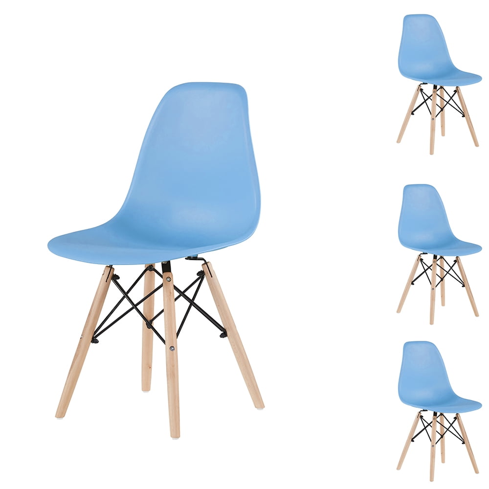 Kepooman 2 PCS Modern Armless Dining Chairs with Wood Legs, Light Blue