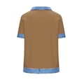 thumbnail image 5 of Dazajoo Womens Casual Waffle Knit Tops Raglan Short Sleeve Colorblock Shirts with Denim Collared Loose Lightweight Comfy Pullover,Khaki,M, 5 of 5