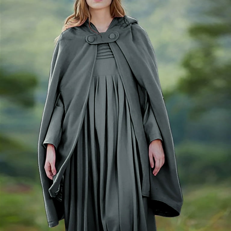 Women's Poncho Cape with Pockets, Hooded Cloak for Women