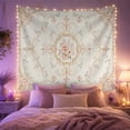 thumbnail image 2 of Baroque Floral Medallion on Pale Sky Blue, Romantic Vintage for Art Lovers, Ornate Botanical Wall Decor, Housewarming Gift, Tapestry Wall Hanging for Bedroom and Living Room, 2 of 7