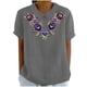 thumbnail image 2 of Fiudx Ofertas de La Semana Camiseta Holgada Informal con Estampado para Mujer, Tops de Manga Corta con Cuello de Muñeca, Blusa Bonita y de Lino, 2 of 4