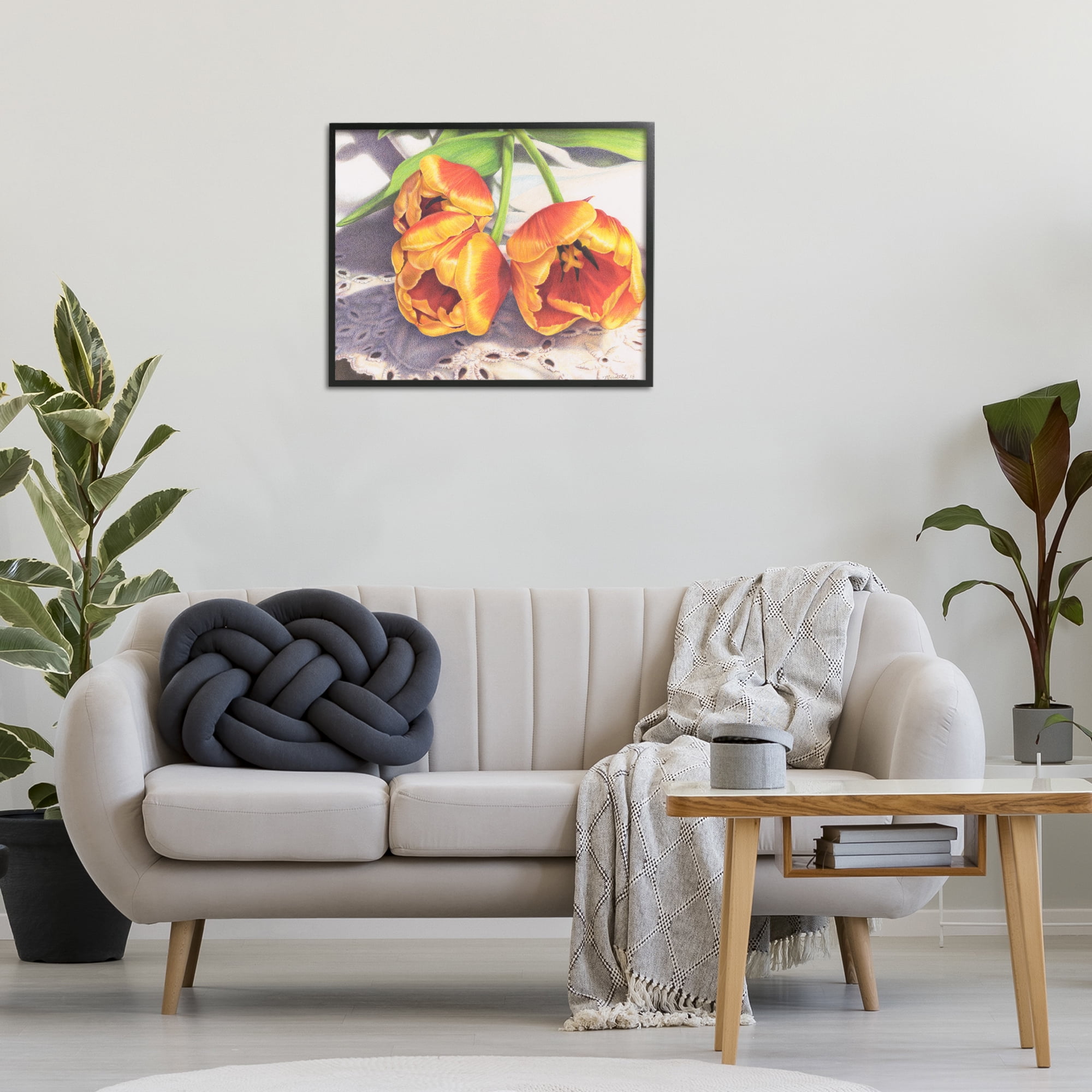 Stupell Industries Three Of A Kind Botanical & Floral Painting Black Framed Art Print Wall Art, 30 x 24