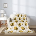 thumbnail image 2 of Throw Blanket for Couch Sofa and Bed, cute cartoon bees funny Super Soft Plush Throw Blanket, Fuzzy Cuteness Comfy Warm Washable Flannel Blanket & Throws for All Season 60"x50", 2 of 5