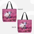 thumbnail image 2 of Disketp Flower Field Cow Bolsa Tote de Lona para Mujer, Bolso de Hombro y Cruzado con Cierre de Cremallera, 2 of 7