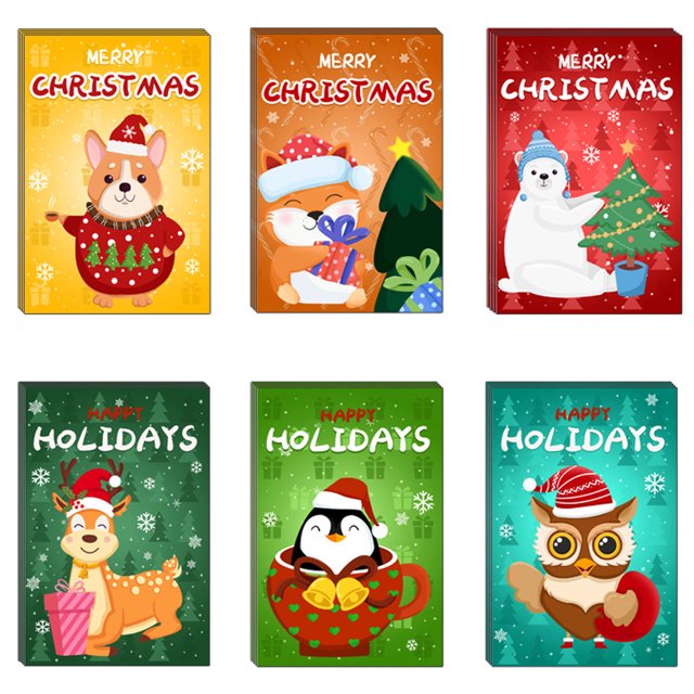 Juego de tarjetas de felicitación navideñas Tarjeta de felicitación creativa con pegatina de sobre