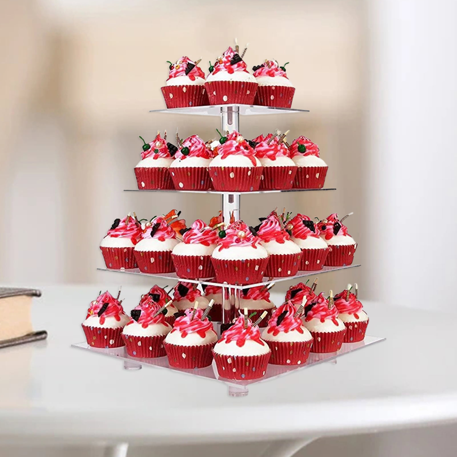 5/7 Tier Large Acrylic Glass Round Cupcake Cake Stand Tower Wedding Birthday USA 