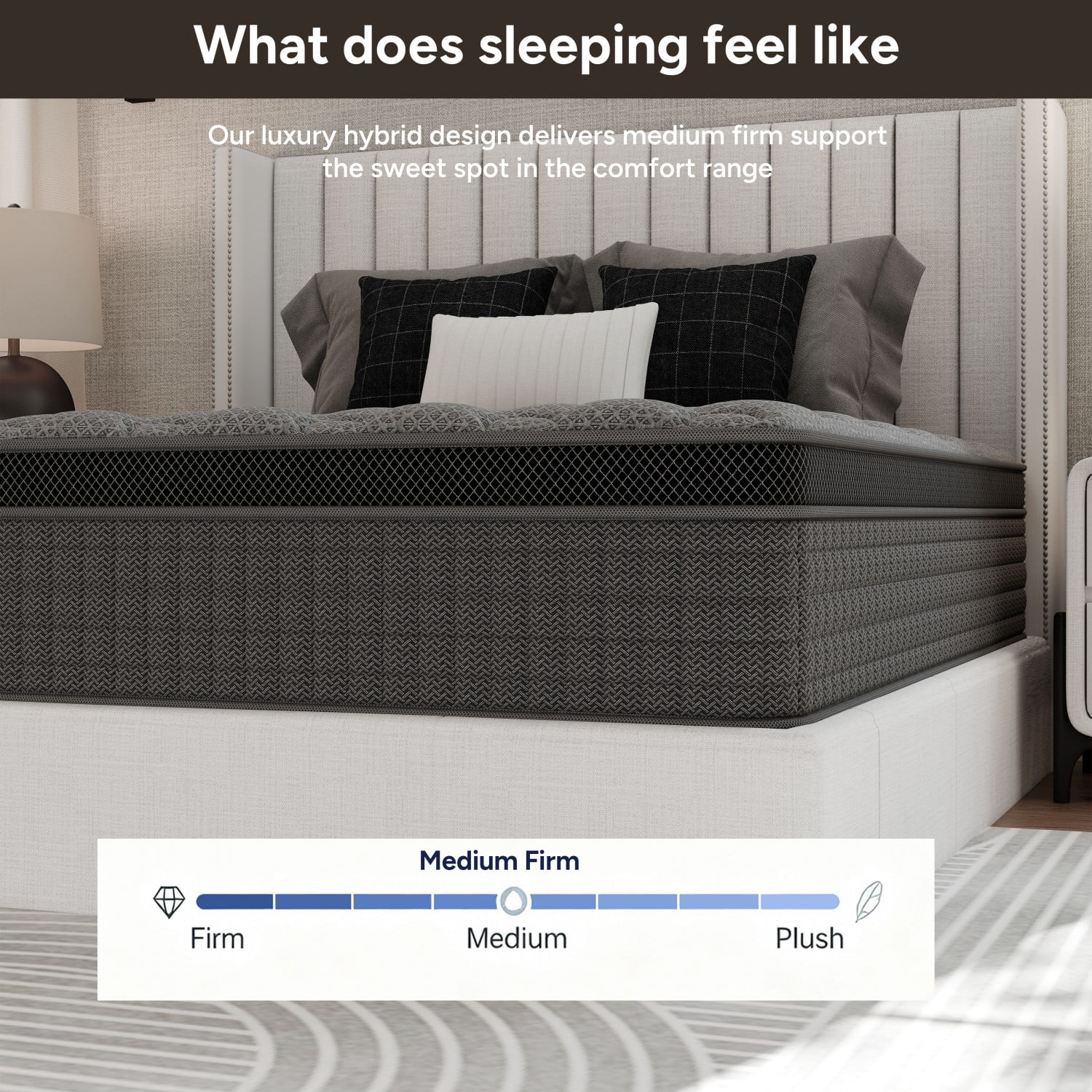 Feymoka 14 Inch Hybrid Mattress Full, Double Layer Spring System, Medium Firm Support with Breathable Polyester Knit Top, Motion Isolation for Noise-Free Sleep
