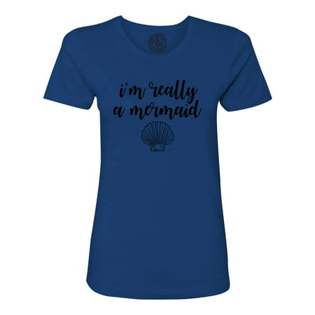 I'm Really a Mermaid Ocean Vacation Womens Graphic Tees Short Sleeve T-Shirt