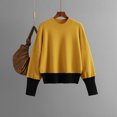 thumbnail image 2 of HAiming Color Block Sweater for Women Cotton Knitted Tops Oversized Pullover Casual Loose Long Sleeve Crew Neck Blouse, 2 of 3