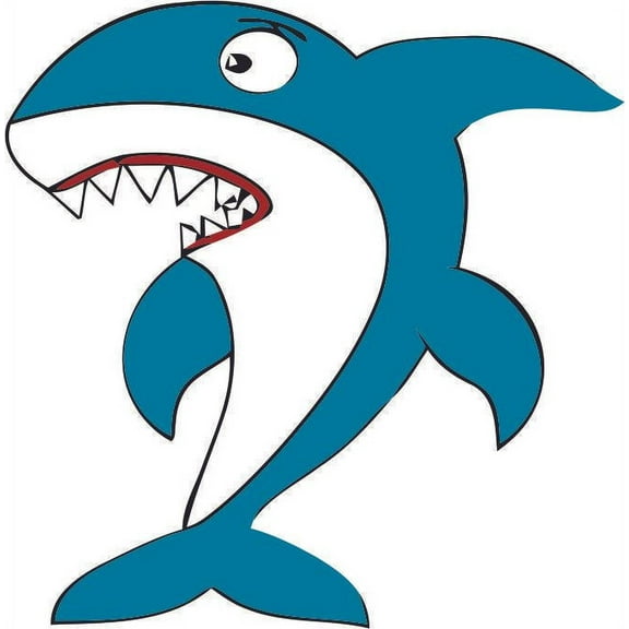 Shark Cute Shocked face Children Vinyl Sticker Wall Decal Kids Home Bedroom High Quality Durable Sticker Vinyl Decals Waterproof Peel and Stick Removable Dust Moisture Resistant Non-Toxic (6x20inch)