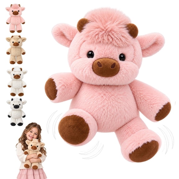 Running Highland Cow Plushies, Weighted Highland Cow Stuffed Animal, Cute Cub Forest Plush Highland Cattle with Moving Legs for Desk Display Gifts Shake Activated, No Batteries