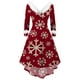 thumbnail image 4 of Vestido de Navidad empalmado para mujer, manga larga, Irregular, línea A, peludo, felpa, fiesta, moda, Invierno, 4 of 5