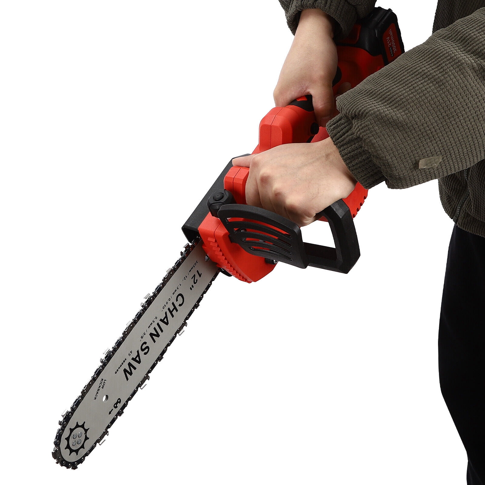 12" Cordless Electric Chainsaw with 1 3000mAh Battery Brushless Handheld Chainsaw 21V Chain Saw for Wood Cutting Gardern Work