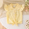 thumbnail image 2 of mgoYE Toddler Girl Button Shirt Tie Knot Shirt Plaid Blouse Sleeveless Ruffled Tops Kids Baby Summer Clothes Size 12-18 Months Yellow, 2 of 9
