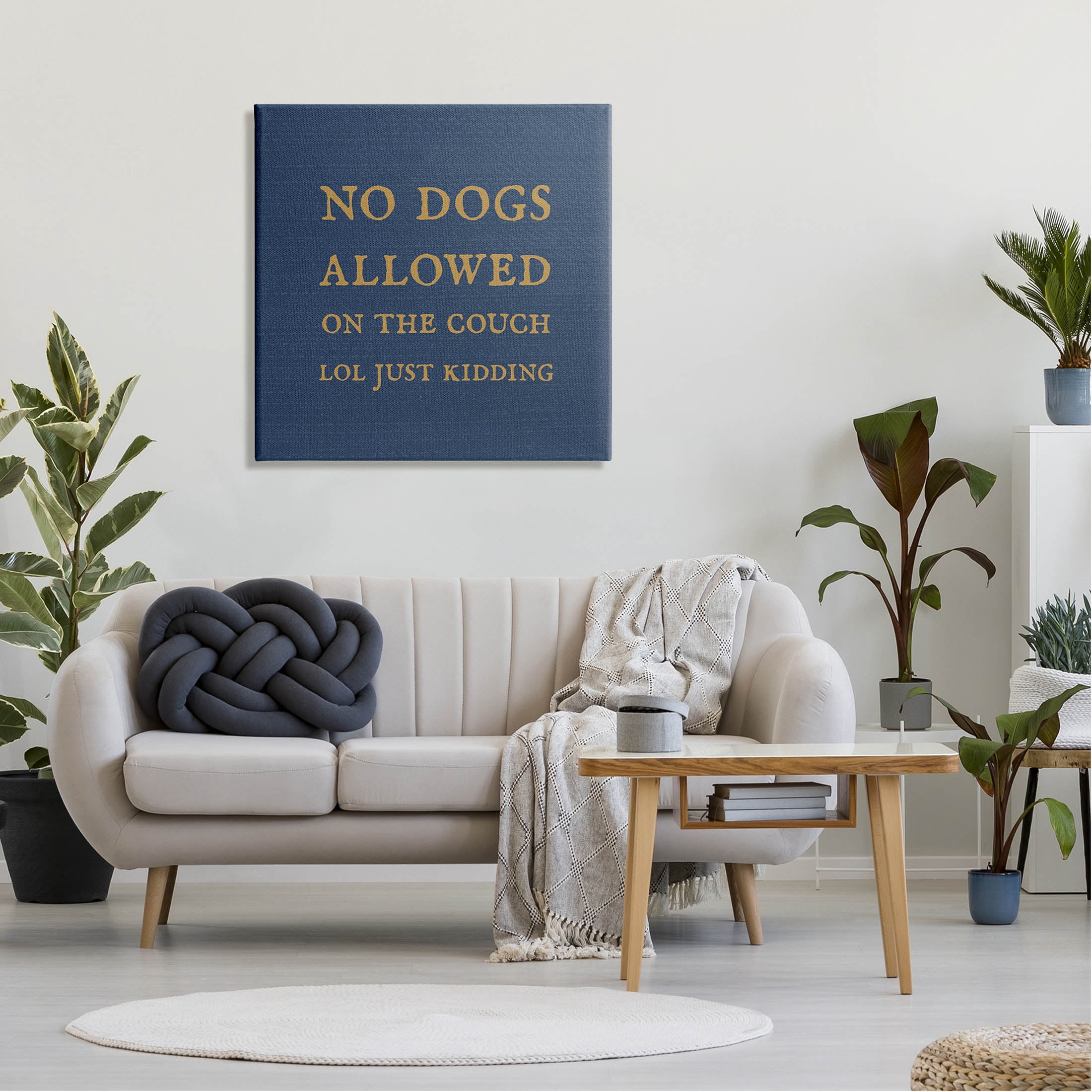 Funny No Dogs Allowed Pet Phrase Typography Graphic Art Gallery Wrapped Canvas Print Wall Art