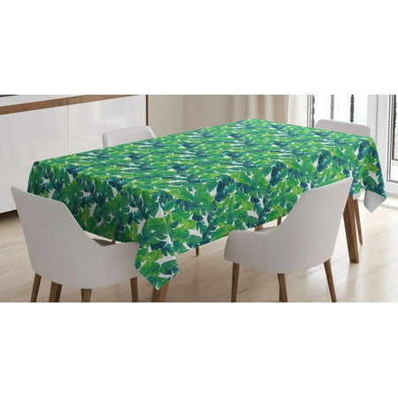 

Banana Leaf Tablecloth Lush Green Leaves of a Tropical Tree Brazilian Jungle Island Vegetation Art Rectangular Table Cover for Dining Room Kitchen 52 X 70 Inches Green White by Ambesonne