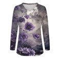 thumbnail image 4 of Ruimatai Women's Floral V-Neck Blouse Long Sleeve Casual Tops Soft Breathable Polyester Shirt Stylish Loose Fit Plus Size S-5XL, 4 of 4