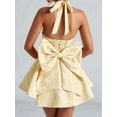 thumbnail image 6 of Women Deep V Sleeveless Halter Neck Bow-Knot Evening Cocktail Long Dress Yellow S, 6 of 7