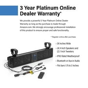 Planet Audio PSX26 ATV UTV Weatherproof Bluetooth Sound Bar System Car Speakers