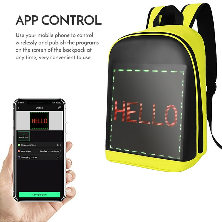 TOMSHOO Smart LED Backpack with Colorful LED Sign Panel and
