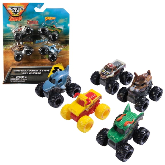 Monster Jam, 1:87 Scale Mini Truck 5-Pack with Mystery Collectible Vehicle for Ages 3 